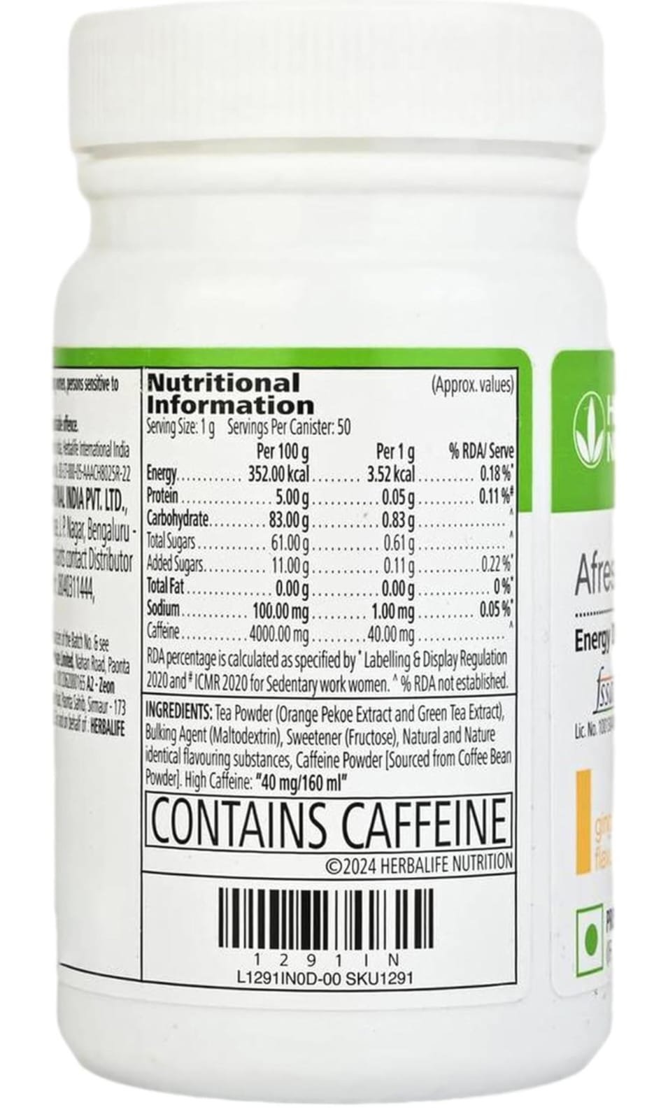 Herbalife Nutrition Afresh Energy Drink Mix (Ginger, 50 g)