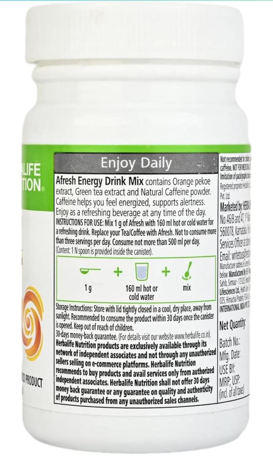 Herbalife Nutrition Afresh Energy Drink Mix (Ginger, 50 g)